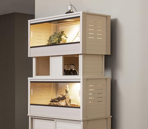 New Age Pet ECOFLEX Two Medium Reptile Enclosures with Matching Stacker Combo Set in Maple - color: Maple, size: Medium