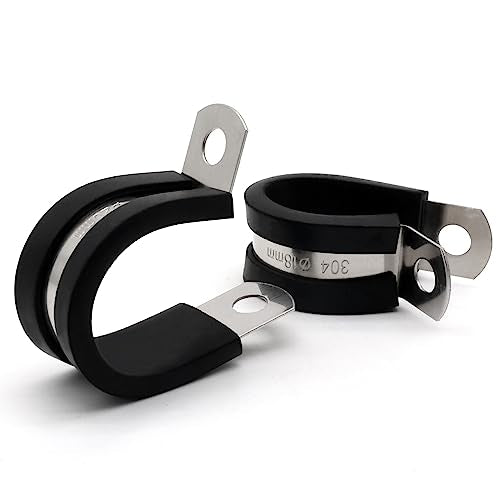 ZIPCCI 1 Inch Cable Clamp, 15 Pack Stainless Steel Wire Clamp, Rubber Metal Hose Clamps for Wire Line Clips, Pipe, Hose Bracket, Tube Holder (26mm) - size: 1 Inch