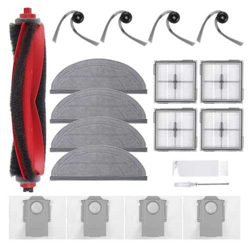 VIEWALL Q10S5 Accessories Replacement Kit for Roborock Q10 S5 / Q10 S5+ Plus Robot Vacuum, 1 Main Brushes, 4 Mop Pads, 4 Side Brushes, 4 HEPA Filters, 4 Dust Bags, 1 Cleaning Tool, 1 Screwdriver - color: Q10S5-19Pcs Kit - Black