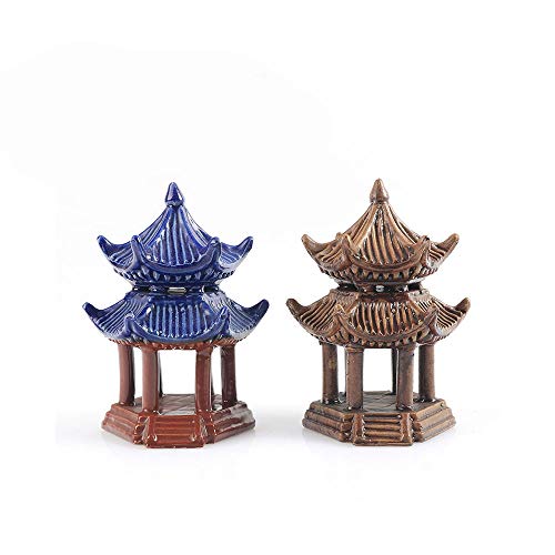 Oncpcare Ceramic Pavilion Aquarium Decor, Weighted Aquarium Ornament Fish Tank Decoration Human Landscape Aquarium Decoration Accessories Desktop Decor