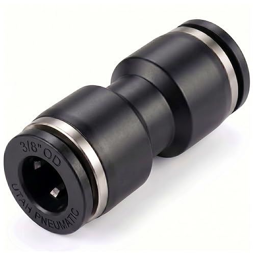 3/8 Air Line Fittings Straight Push To Connect Air Hose Fittings Quick Connect Pneumatic Fittings (pack of 10) - color: Black-Straight, size: 3/8" OD 10 PCS