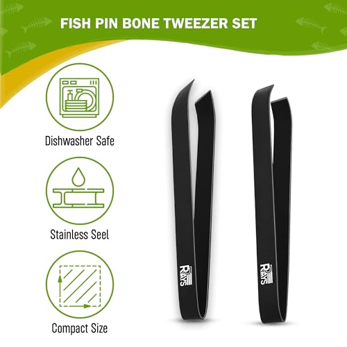 Fish Bone Tweezer Set,4.3" Stainless Steel 2 Piece, Flat and Slant tips Fish bone removal tool. - color: Fish Bone Tweezer Set
