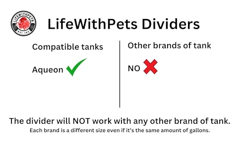 Lifewithpets 10 Gallon Aquarium Tank Divider. Perfect for Betta Fish Tanks. ONLY Compatible with USA Tank Sizes Listed Below. NO Suction Cups Required.