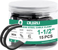 OURU 15pcs 1-1/2 Inch Stainless Steel Cable Clamps,Rubber Coated Cushioned Insulated Cable Clamp,Automotive Cable Wire Clamps,Pipe Clamps,Metal Clamp for Tube,Lines,Wire Cord Installation(Black,38mm) - size: 15pcs - 1-1/2"