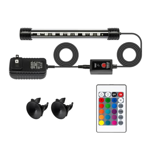 LED Aquarium Light with IP68 Waterproof and Memory Function Submersible Fish Tank Light with Remote and 16 Colors 7.5 Inches Brightness Adjustable Underwater Light Bar for Fish Tank Aquarium - size: 7.5 inch (With Remote Control)