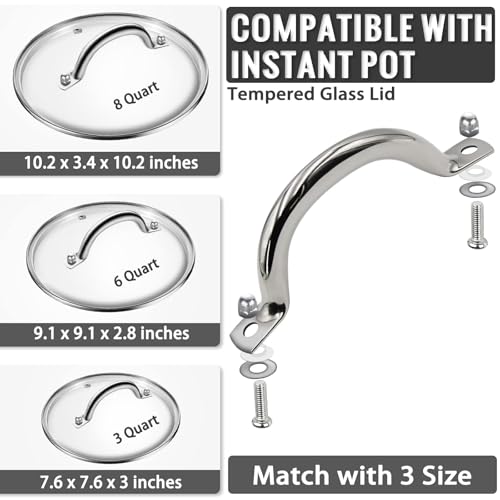 Pot Lid Handle Replacement Kit for 4.33'' Hole Diameter - Compatible with Stainless Steel Glass Lids,Only Handle Replacement Kits