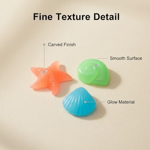 50PCS Luminous Stone, Glow in The Dark Conch Starfish,Glowing Rocks Fish Tank for Swimming Pool Aquarium Plant Pots Bonsai Walkway Driveway Garden Decoration
