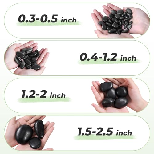 SIDONG 10 lbs Black River Rocks, 1.2-2 Inches Polished Pebbles for Indoor Plants, Aquarium Rocks Used in Fish Tank, Decorative Stones for Plants, Vases, Home Décor, Crafting, Garden Landscaping - color: Black, size: 10 lbs,1.2-2inch