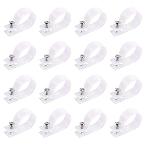 Swpeet 60 Pack White 1 Inch Nylon Plastic R-Type Cable Clips Clamp Kit, Nylon Screw Mounting Cord Fastener Clips with 60 Pack Screws for Wire Management - color: White, size: 1 Inch