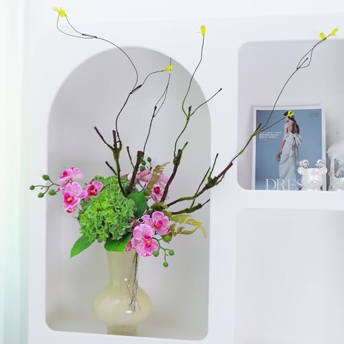2pcs 40 inch Bendable Artificial Tree Cherry Blossom Branches Vines Twigs Limb Trunk Silk Moss Green Plants For Minimalist Decor Wall Hanging Vase Flower Arrangement Room Halloween Decoration