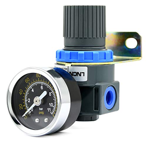 Air Pressure Regulator with Gauge Mini Air Control Valve 1/4-Inch NPT Thread for Air Compressor and Air Tools (0-145PSI) - color: Pressure Regulator and Gauge With Bracket, size: 1/4" Air Regulator