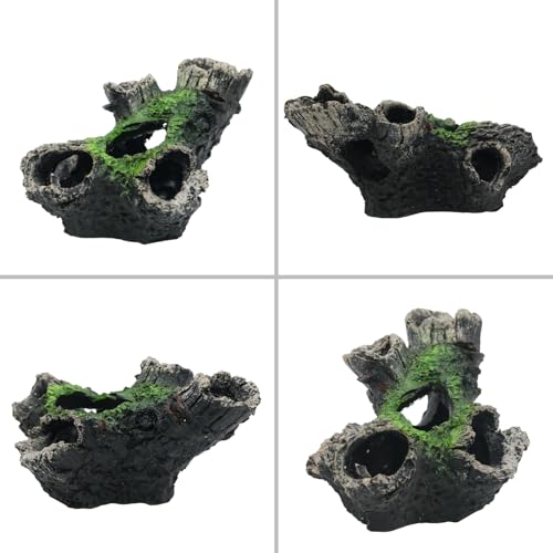 Aquarium Decoration Cave Resin Hollow Tree Trunk Ornament Fish Hideout for Aquarium, Style 2