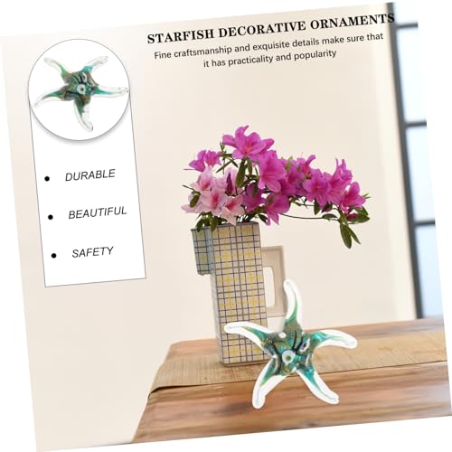 Healifty Colorful Glass Sea Star Decor Ocean-Themed Desktop Ornament Handcrafted Glass Craft for Home Decoration and Aquarium Accessories Random Color