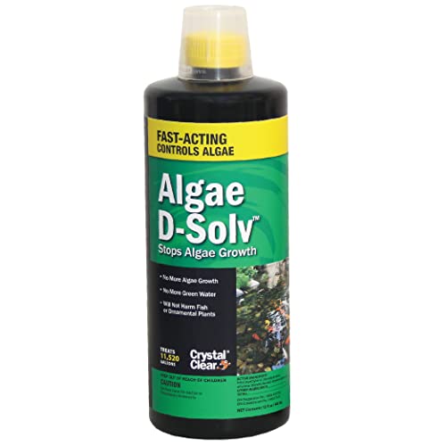 CrystalClear Algae D-Solv Pond Algae Control, Fast-Acting EPA Registered Algaecide, Use in Fountains & Outdoor Ponds Containing Koi & Other Fish, Treats 11,520 Gallons, 32 Ounces - size: 32 Ounces