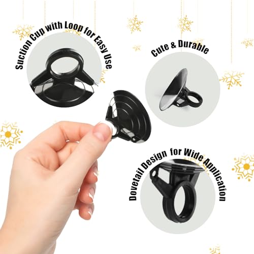 AccEncyc Suction Cups with Loops 24Pcs Window Suckers with Ring Car Glass Windshield Sunshade Suction Cups Aquarium Heater Suction Cups Glass Suction Pads for Seasonal Xmas Decorations (Black)