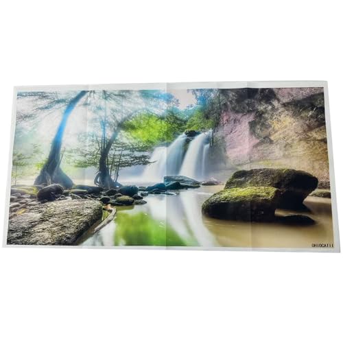 Waterfall Aquarium Background Jungle Rainforest Natural Landscape Terrarium Background Jungle Style Tranquil Stream Fish Tank Background Fall Forest Sunbeams Reptile Background 24x12in - color: Light Brown, size: 24(W)x12(H)in
