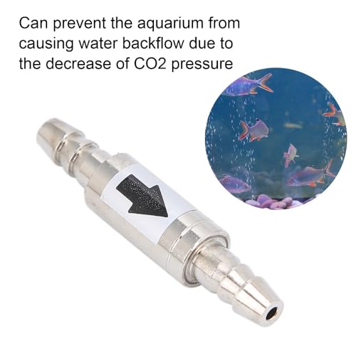 1.6in Stainless Steel 1-Way Valve Aquarium CO2 Check Valve Leak-Proof Water Backflow Prevention for Fish Tank Air Pump