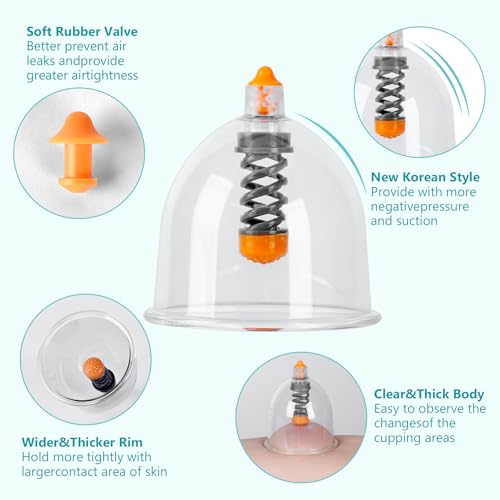 Cupping Therapy Set, 24 Pcs Cupping Set, Professional Cupping Kit for Massage Therapy, Portable Upgrade Cupping with Case, Pump Suction Cups for Cellulite Muscle Pain Relief Physical Therapy - size: 24 CUPS