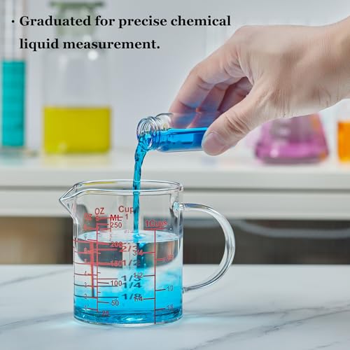 Ackers Mirror Graduated Glass Measuring Cup - [Insulated Handle | V-Shaped Spout] - High Borosilicate Glass Measuring Cup for Kitchen or Dining, Easy to Read, 250ml (8oz, 1 Cup) - size: 8OZ Mirror Graduated