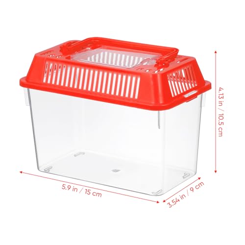 Baluue Portable Fish Tank, Handheld Fish Tank, Plastic Mini Box, Transparent Cutout Design, Plastic Aquarium with Handle for Turtle and Pet Lid for Random