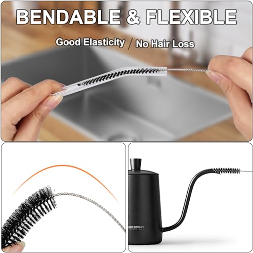 Straw Cleaner Brushes Sets, 12 Pieces 8.2 Inch Botthle Cleaning Brush and Nylon Tube Brush Brush Kit for Sippy Cup, Tumbler, Water Bottle, Drinking Straw (Black) - color: 8.2 Inch Black Cleaning Brushes