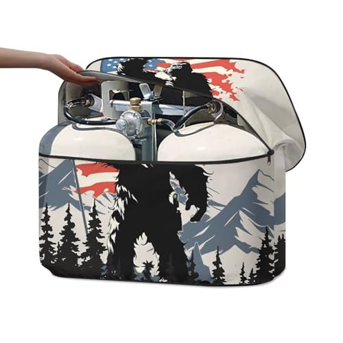 American Flag Ape Man RV Propane Tank Cover for Travel Trailer Replacement Cover for RV/Trailer/Camper Double 20lb Propane Tank Protector - color: American Flag Ape Man, size: Small-Double 20LB