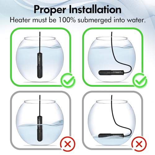 25W Small Submersible Aquarium Heater, Constant Temperature Betta Fish Tank Heater of 78℉for 1-6 Gallons Freshwater & Saltwater Tanks - size: 25W