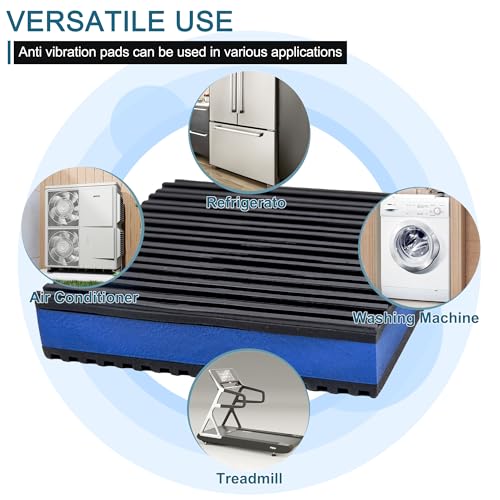 4-Pack Anti Vibration Pads, 4x4x7/8 Inch, EVA Rubber Isolation Mats, Heavy Duty Vibration Isolation Pads for Air Compressos, Conditioner, Treadmill, HVAC Washer Dryer