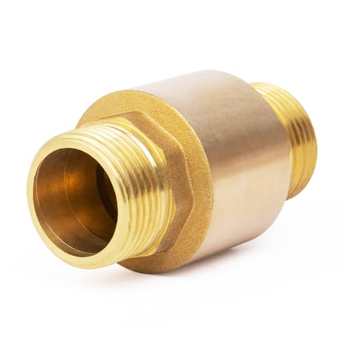 ChillWaves Brass In-Line Spring Check Valve DN15 1/2" Male Thread, One-Way Non-return Vertical Check Valve for Backflow Prevention(1-PACK) - size: 1/2" Male x 1/2" Male(DN15), style: PACK OF 1