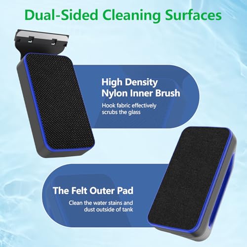 Aquarium Magnet Glass Cleaner, Double-Sided Detachable & Floating Algae Scraper for 0.4-1.0 Inch Fish Tank Glass Cleaning, No Scratches (L) - size: L