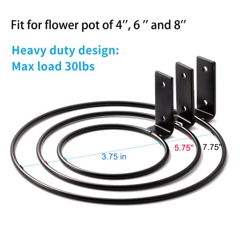 Plant Holder Ring 6 Inch Wall Mounted, 6 Pack Flower Pot Hangers Metal Plant Stand Hanging Bracket Basket Hooks - size: 6 inch-6 Pack