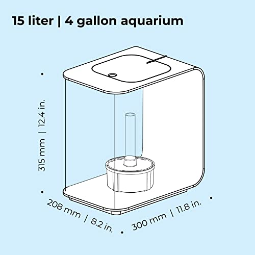 biOrb Flow 15 Acrylic 4-Gallon Aquarium with White LED Lights Modern Compact Tank for Tabletop or Desktop Display, White - color: White with LED Lighting, size: 4 Gallon