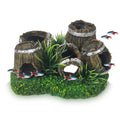 OMEM Fish Tank Decorative Landscaping Ornament Wine Barrel Resin Craft 5 Barrels Set with Fish Shrimp Hideout for Aquarium