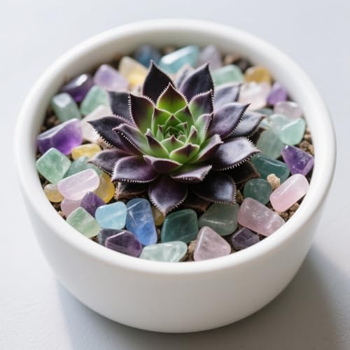0.96LB Aquarium Gravel Fluorite Natural Quartz Crushed Crystal Vase Filler Fish Tank Decorative Stones Succulent Rocks Bulk Polished Irregular Shaped - color: Fluorite
