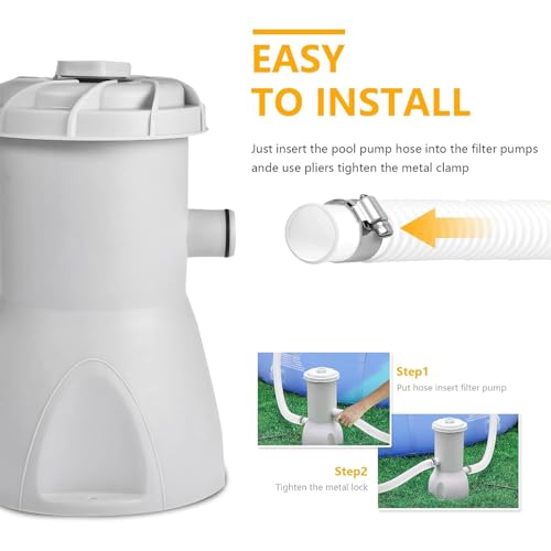 1.5" x 59" Pool Hoses for Above Ground Pools – 2-Pack Pool Pump Replacement Hose with 8 Clamps, Compatible with Intex, Coleman, Summer Waves Pool Pumps & Filters (White 2pcs-1.5“) - color: White 2pcs-1.5“