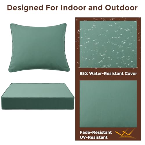FUNHOME Outdoor Seat Cushion Set 24 x 24 x 4 Inch,Water Resistant Outdoor Chair Cushions for Patio Furniture,Thick Deep Seating Pads for Outside Chair Sofa Couch, Aqua Leala - color: Aqua Leala