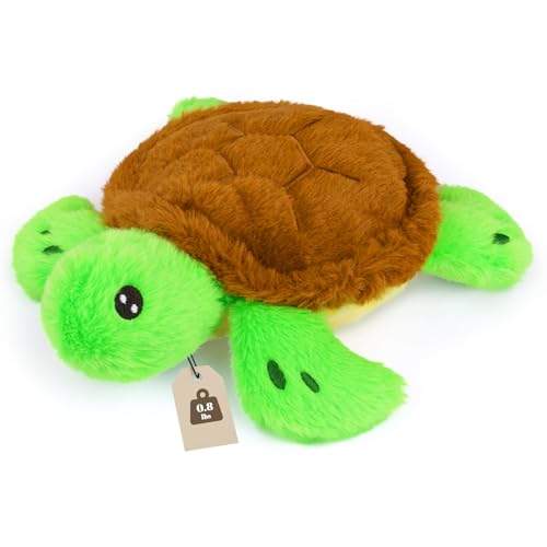 Turtle Stuffed Animal, Small Weighted Plushies Soft Sea Turtle Plush Toy, Cute Plushies Huggable Birthday Gift for Kids Boys Girls,10inch 0.8lbs - color: Green and Brown, size: ['10 inches (25 cm)']