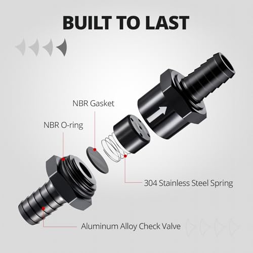 EVIL ENERGY 5/16" Fuel Check Valve One Way Inline Non Return Diesel Gasoline Black (8mm OD,2PCS) - color: Black, size: 5/16