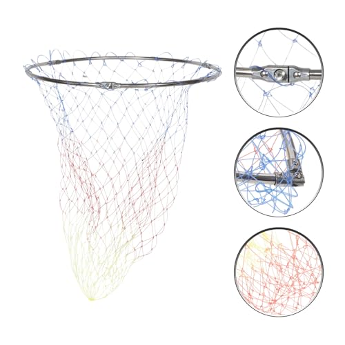 Zerodeko Fishing Net Replacement Head with 40cm Diameter Stainless Steel Frame, Colorful Patterned Mesh, 8mm Connector, Deep Catch Basket for Freshwater and Saltwater Fishing