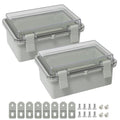ABS Plastic Dustproof Waterproof IP65 Junction Box Hinged Shell Universal Electrical Project Enclosure Gray, with PC Transparent Clear Cover 5.9 x 3.9 x 2.8inch(150 x100 x70mm), 2 Pack - size: 5.9" x 3.9"x 2.8" (2pc)
