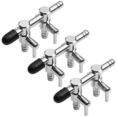 3 Pack 2-Way Aquarium Stainless Steel Air Flow Control Lever Valve with Airline Tubing Connector for Air Pumps Fish Tank Multi-Port Distributor Splitter - style: 2-Way