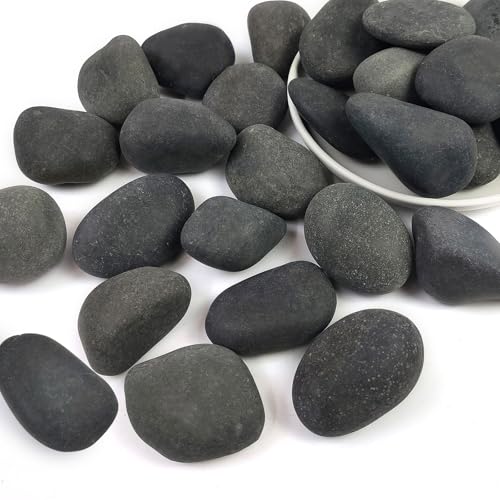 Black River Rocks for Landscaping, 2-3 Inch Natural River Rocks for Garden Beds, Potted Plants, Fish Tanks, DIY Pathway and Backyard Accent, Stones for Crafts, Walkways,(20lbs Bulk) - color: Natural Black, size: 2-3 Inch(20LB)