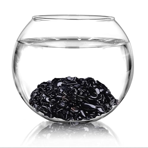 Pebbles Polished Gravel,Natural Polished Stones for Flower Bed Fish Tank Plants 3.5-Oz(Black) - color: Black