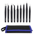 kaverme 9PCS Precision Tweezers Set, Upgraded Anti-Static Stainless Steel of Tweezers, for Electronics, Soldering, Laboratory Work, Jewelry-Making, Model, Craft - style: 9pcs