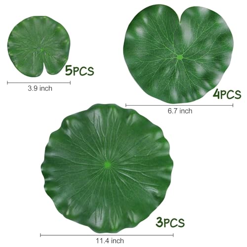 12 Pieces Realistic Lily Pads Leaves, Artificial Floating Foam Lotus Leaves, Water Lily Pads Artificial Foliage Pond Decor for Pond Pool Aquarium Decoration