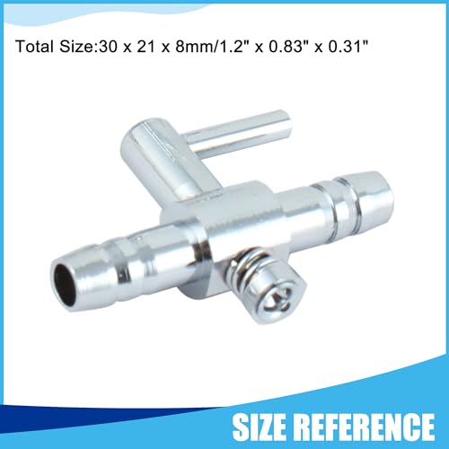 Air Pump Control Valve, Stainless Steel Single Way Air Valve Distributor for Aquarium Pump, 1.2X 0.83x 0.31inch (Silver Tone 2pcs)