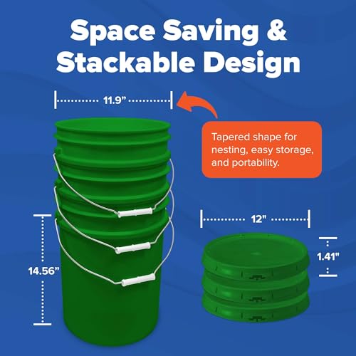 ePackageSupply 5 Gallon Plastic Bucket with Airtight Lid | Food Grade Bucket | BPA-Free | Heavy Duty 90 Mil All Purpose Pail | One 12" Rubber Mallet & One Lid Opener Included | 1 Pack - color: Green, size: 1 Pack