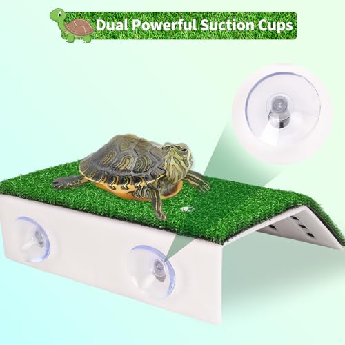 Lawn Basking Platform for Turtle, Simulated Grass Terrace, Tortoise Ramp Climbing Ladder Resting Terrace,Turtle Fish Tanks Aquarium Decor, Tanks Accessories for Hermit Crab