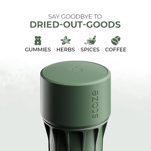 Staze Air Tight Smell Proof Container (148ml) - Vacuum Seal Jar, Waterproof Food Storage Canister, Compact & Travel-Friendly Storage Jar | Odor Resistant Jar for Coffee, Spice & Gummies - (MARSH) - color: MARSH