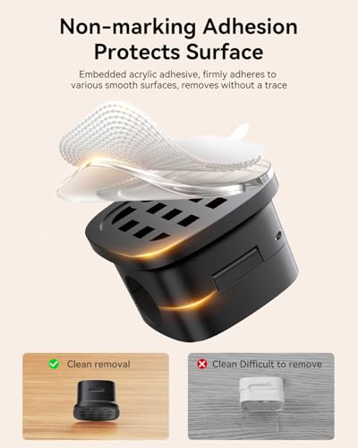 8 Pack Magnetic Cable Clips, Rocoren Under Desk Cord Holder Cable Management-1s Lock, Adhesive Cord Cable Clip Wire Holder Keeper Organizer for Phone Car Home Office Desk Wall Desktop Nightstand - color: Black
